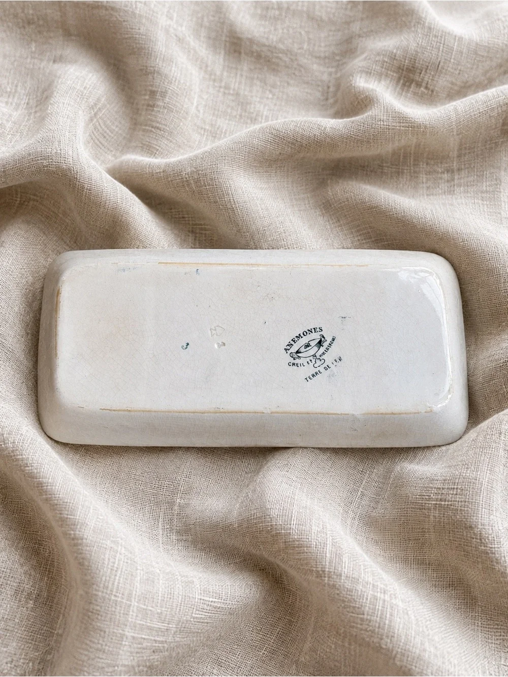 Antique Creil et Montereau Anémones Comb Tray | French Terre de Fer Tray
